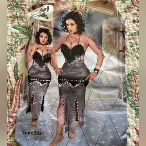 Belly dance dress with bra attached,Sz standard Handmade beaded dancing costume